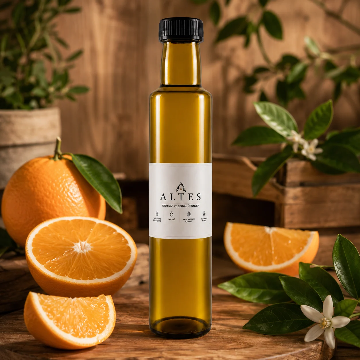 ALTES Portakal Uçucu Yağı 250 ml – %100 Saf ve Doğal - ahşap zemin ürün görseli