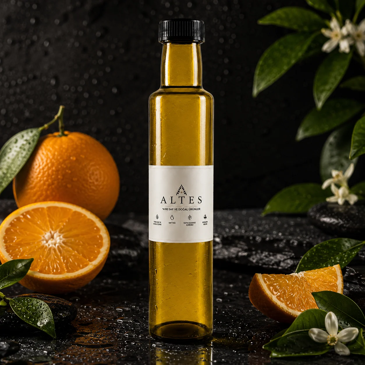 ALTES Portakal Uçucu Yağı 250 ml – %100 Saf ve Doğal - siyah taş zemin ürün görseli