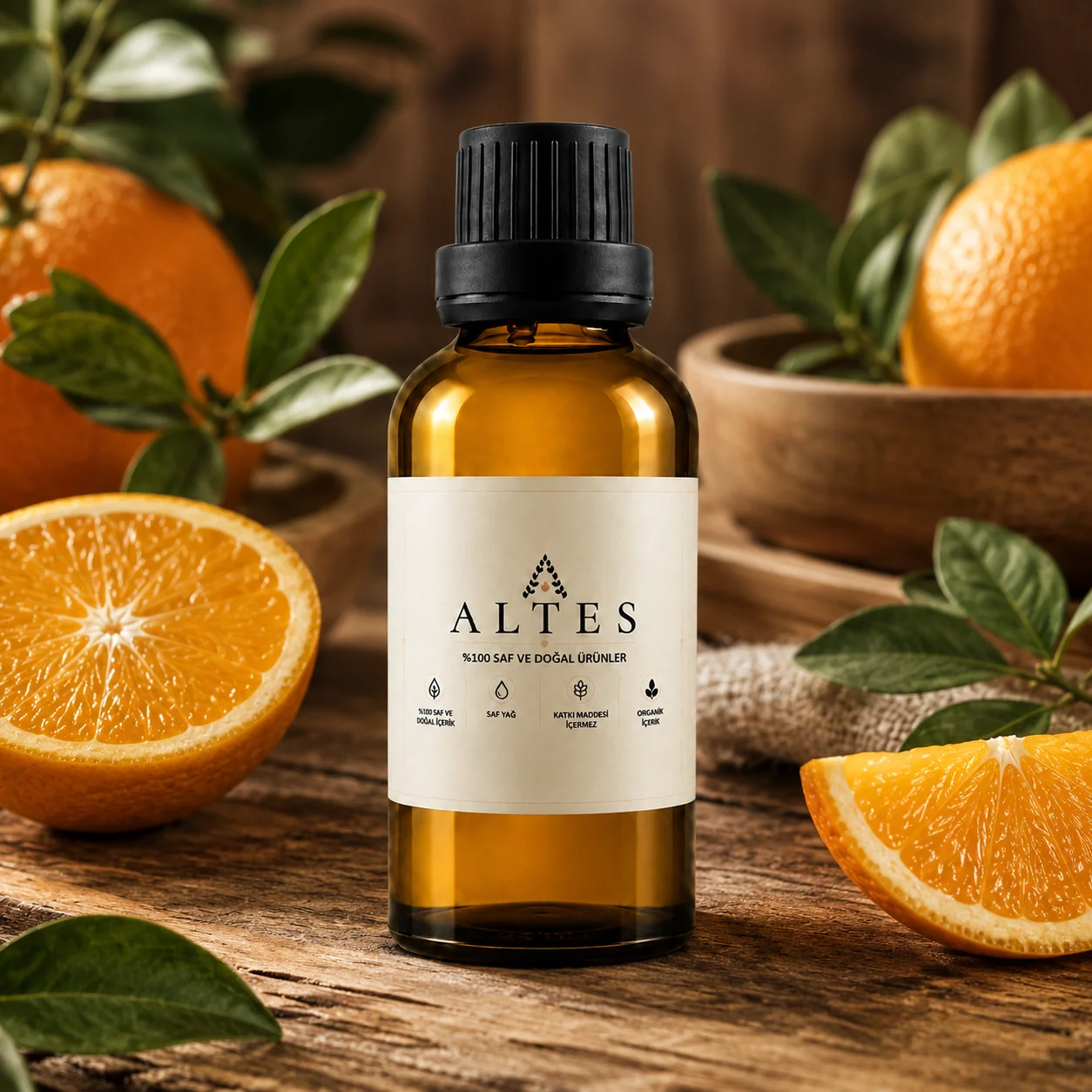 ALTES Portakal Uçucu Yağı 50 ml – %100 Saf ve Doğal - ahşap zemin ürün görseli