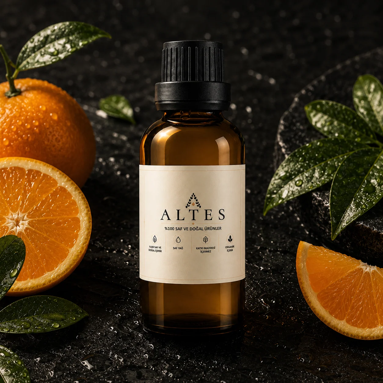 ALTES Portakal Uçucu Yağı 50 ml – %100 Saf ve Doğal - siyah taş zemin ürün görseli