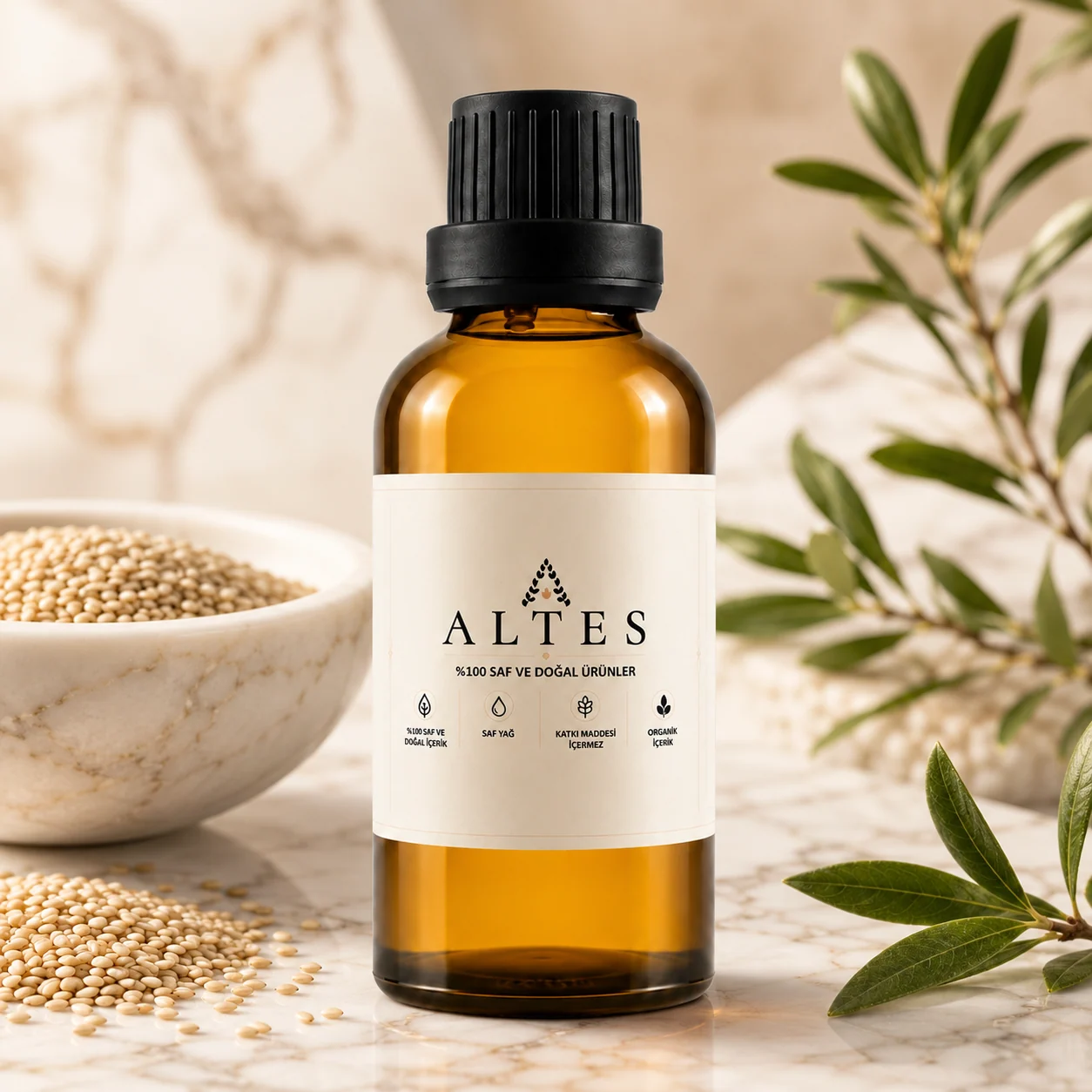 ALTES Susam Yağı 100 ml – %100 Saf ve Doğal - mermer zemin ürün görseli