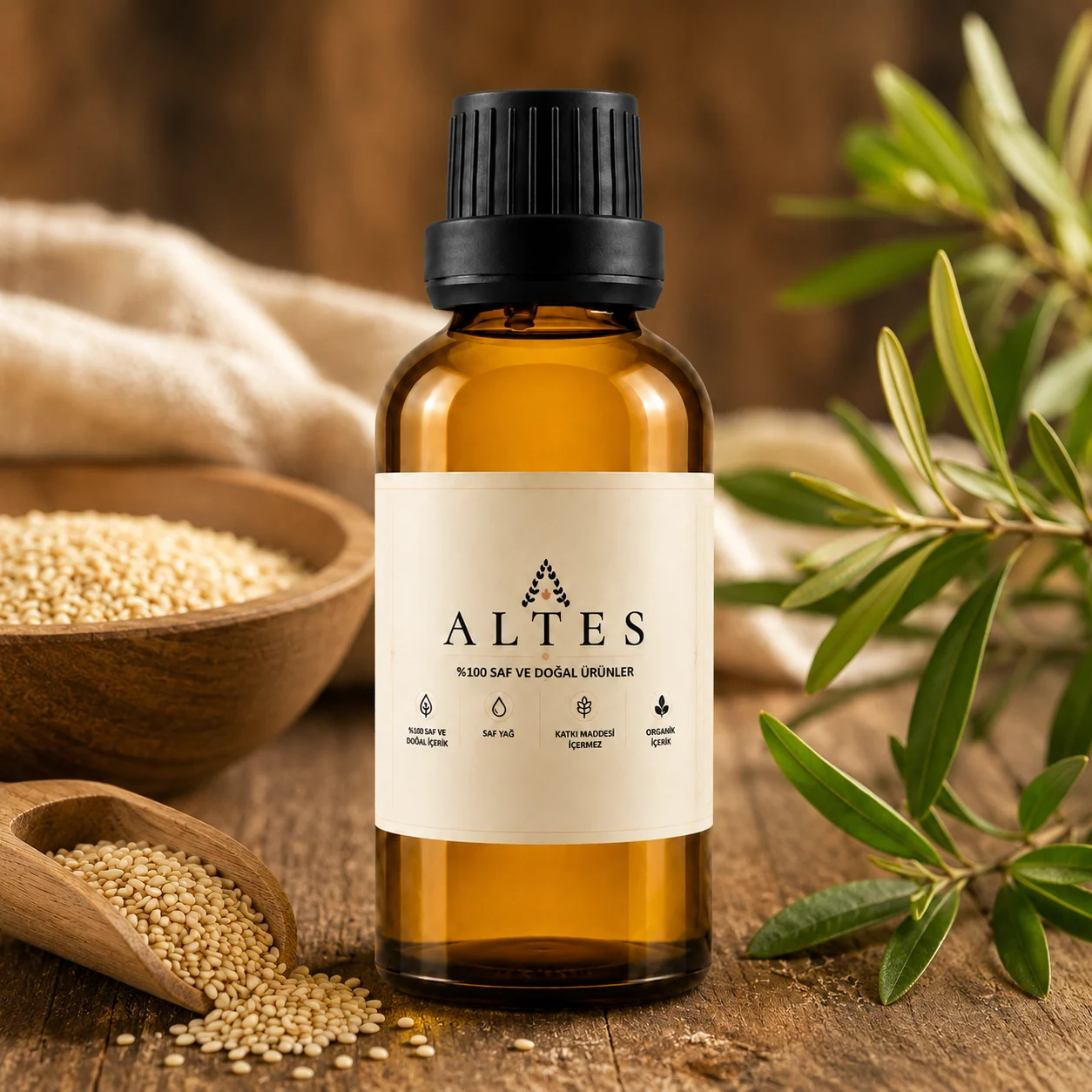 ALTES Susam Yağı 100 ml – %100 Saf ve Doğal - ahşap zemin ürün görseli