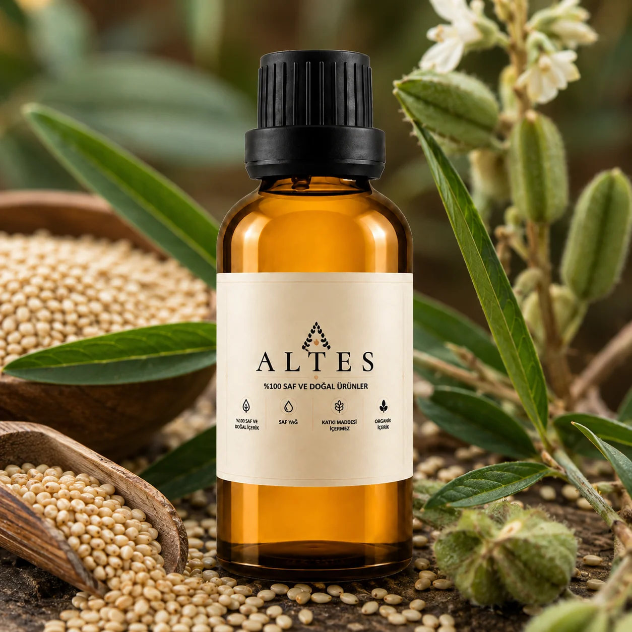 ALTES Susam Yağı 100 ml – %100 Saf ve Doğal - bitkisel yakın plan ürün görseli