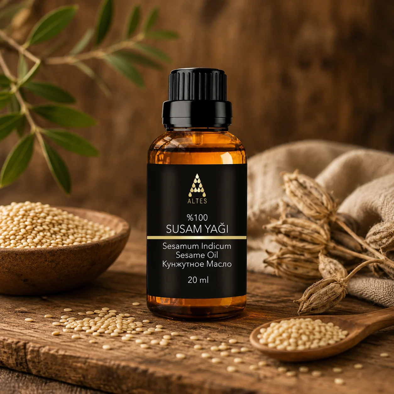 ALTES Susam Yağı 20 ml – %100 Saf ve Doğal - ahşap zemin ürün görseli