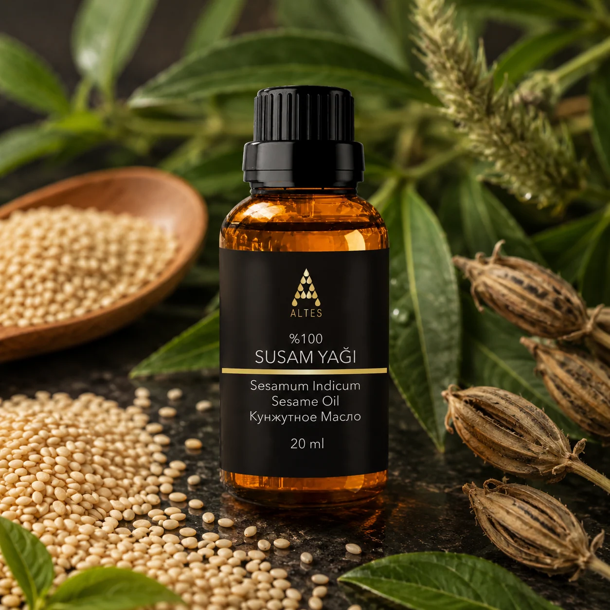 ALTES Susam Yağı 20 ml – %100 Saf ve Doğal - bitkisel yakın plan ürün görseli