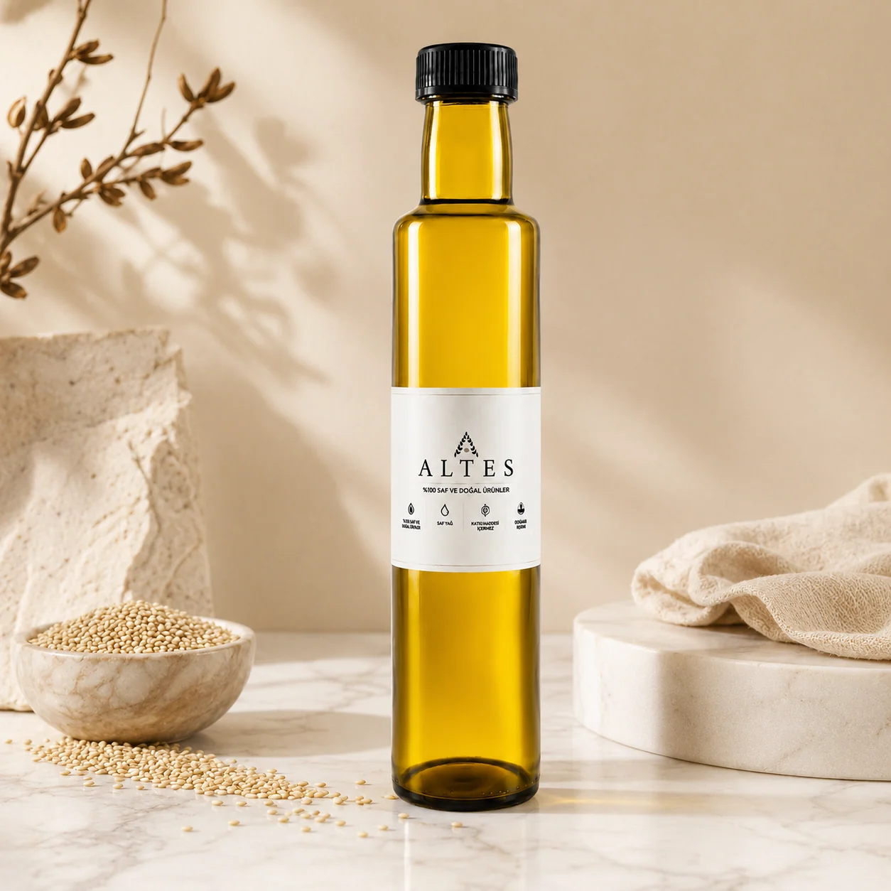 ALTES Susam Yağı 250 ml – %100 Saf ve Doğal - mermer zemin ürün görseli