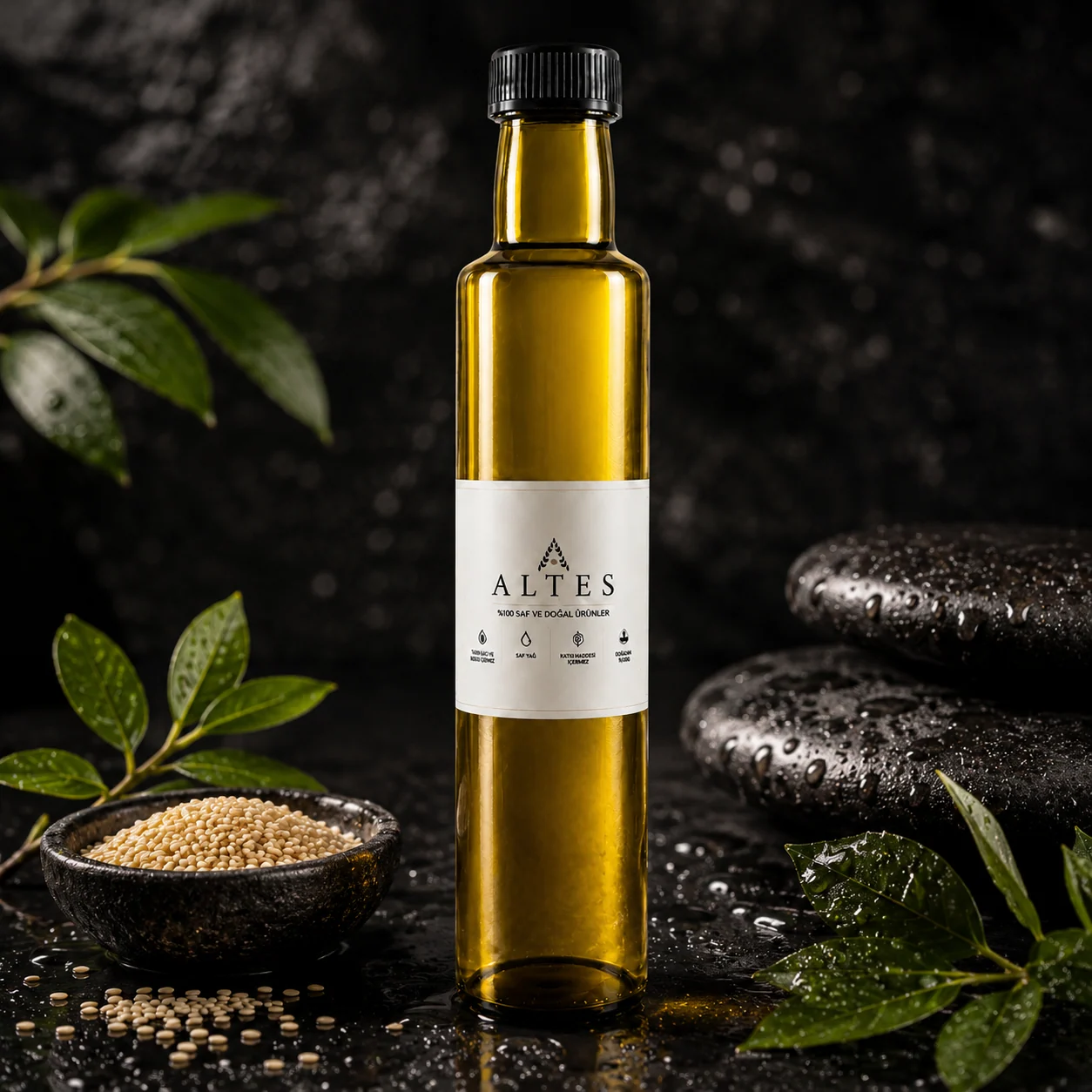 ALTES Susam Yağı 250 ml – %100 Saf ve Doğal - siyah taş zemin ürün görseli