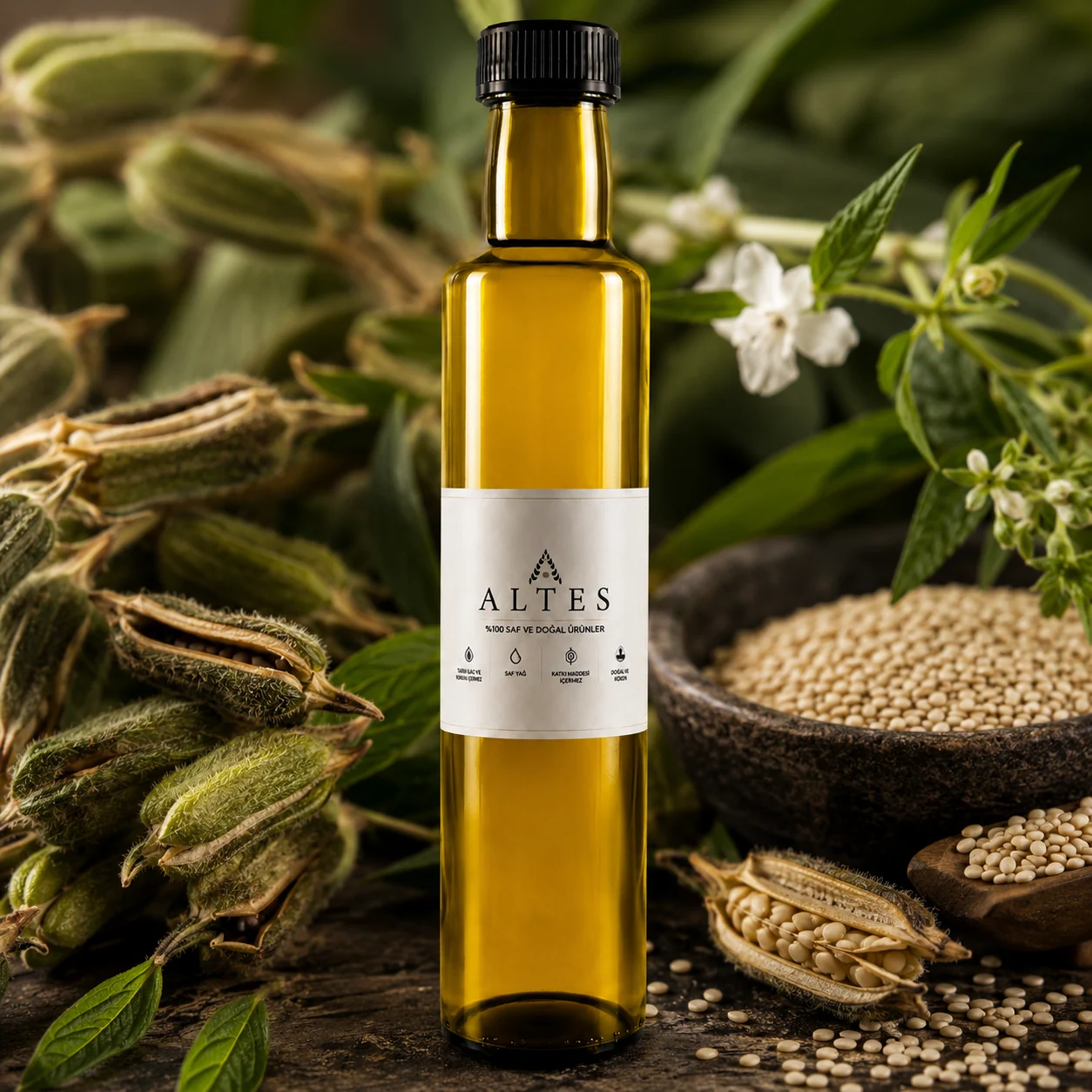 ALTES Susam Yağı 250 ml – %100 Saf ve Doğal - bitkisel yakın plan ürün görseli