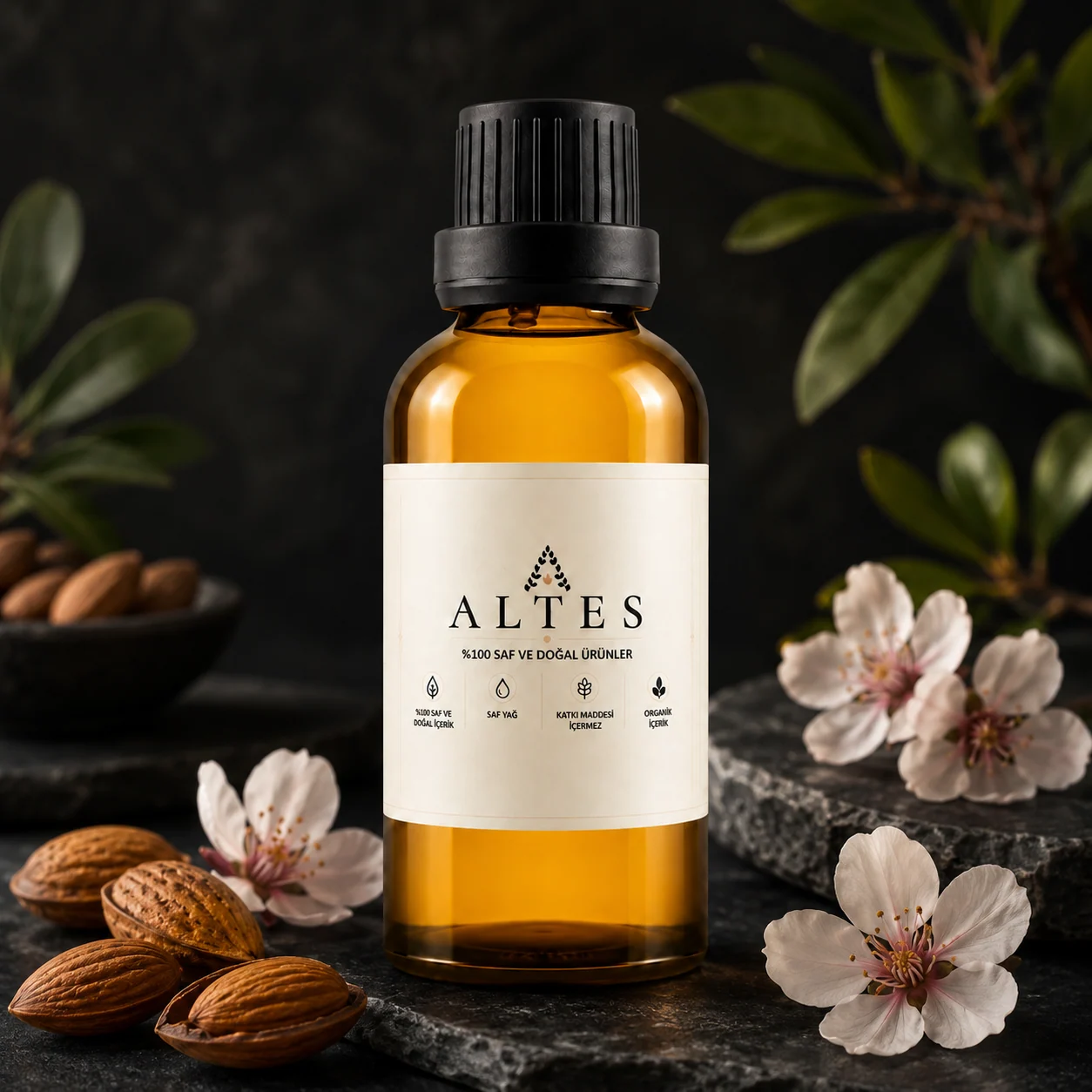 ALTES Tatlı Badem Yağı 100 ml – %100 Saf ve Doğal - koyu lüks ürün görseli
