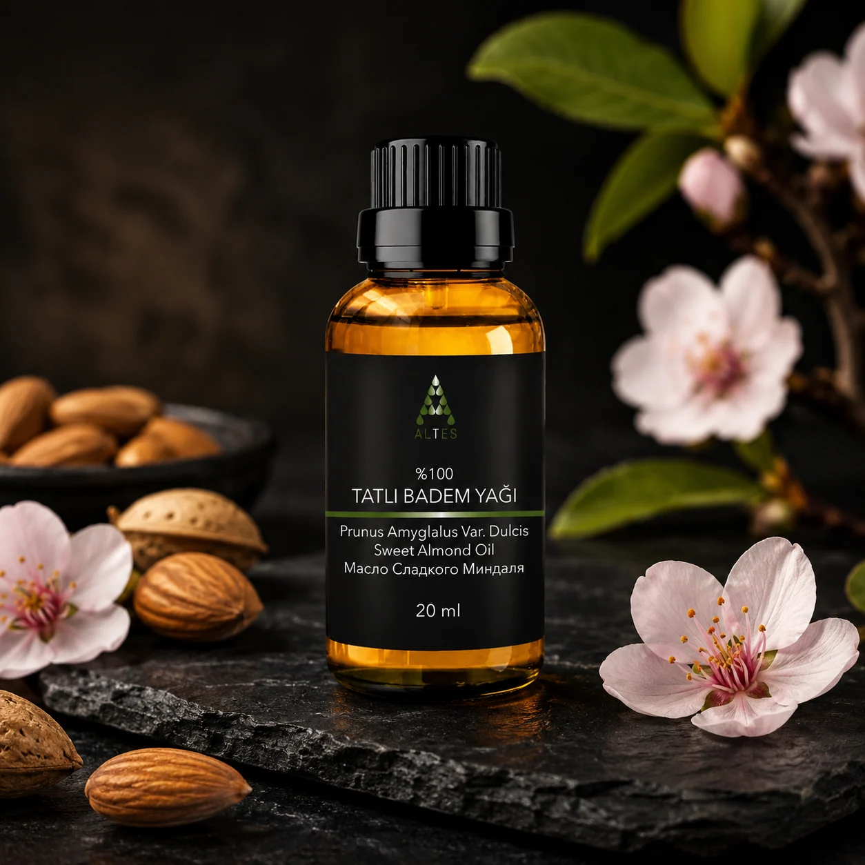 ALTES Tatlı Badem Yağı 20 ml – %100 Saf ve Doğal - koyu lüks ürün görseli