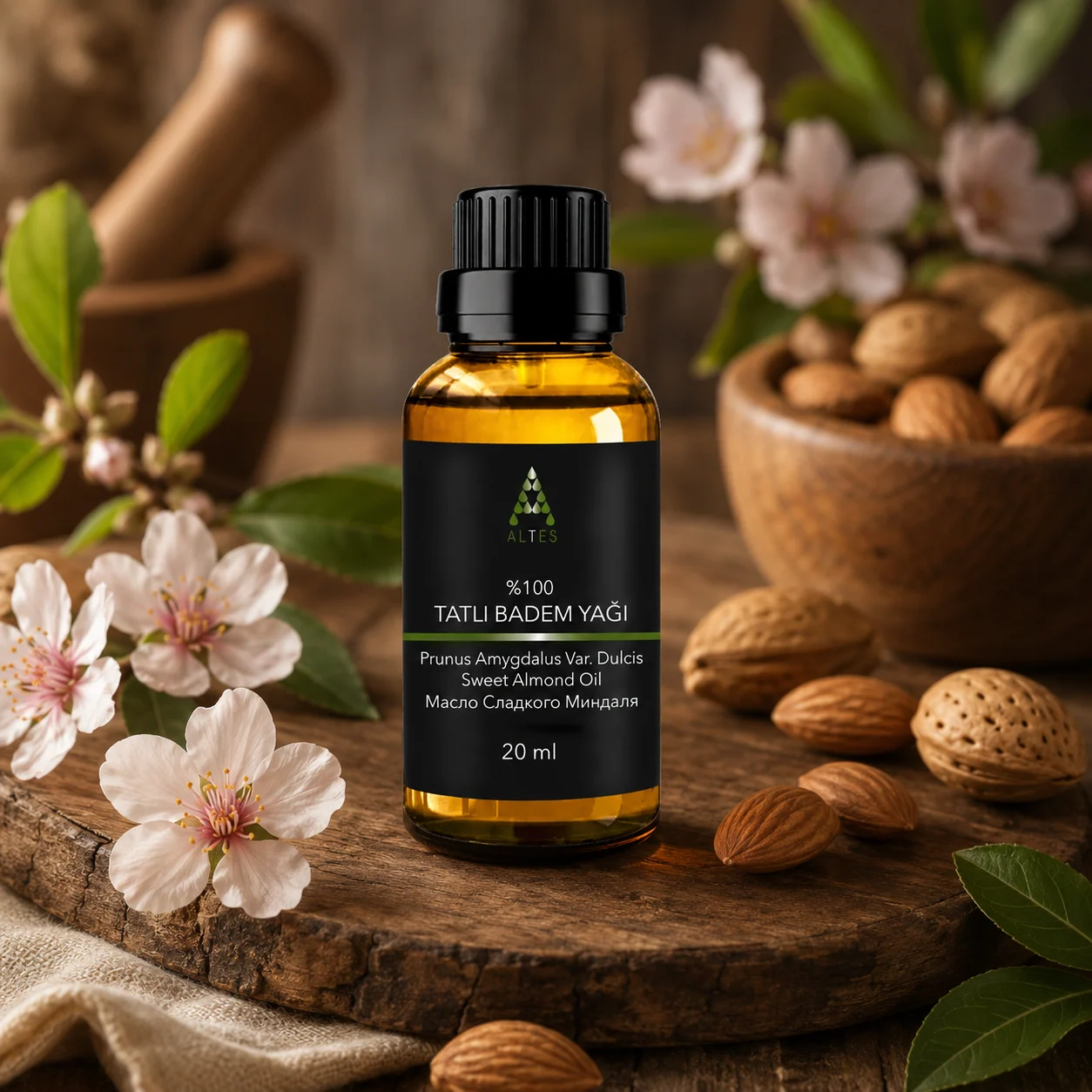 ALTES Tatlı Badem Yağı 20 ml – %100 Saf ve Doğal - ahşap zemin ürün görseli
