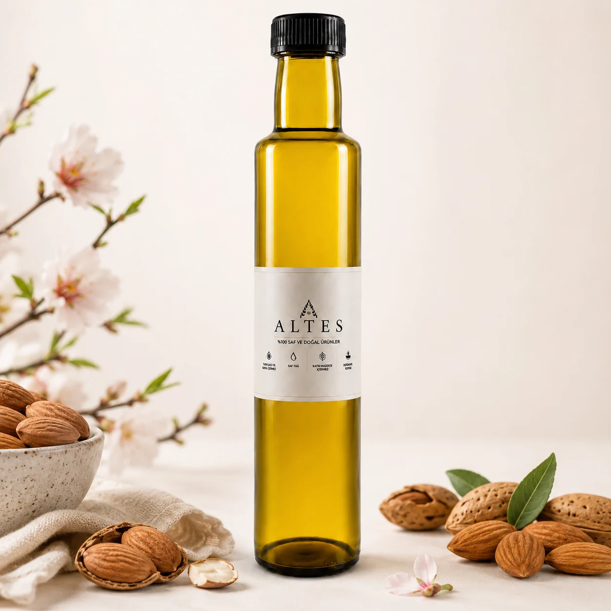 ALTES Tatlı Badem Yağı 250 ml – %100 Saf ve Doğal - beyaz zemin ürün görseli