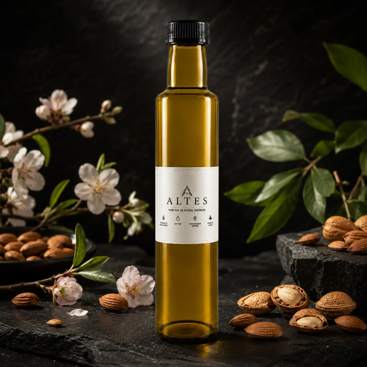 ALTES Tatlı Badem Yağı 250 ml – %100 Saf ve Doğal - koyu lüks ürün görseli