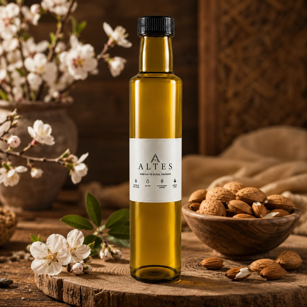 ALTES Tatlı Badem Yağı 250 ml – %100 Saf ve Doğal - ahşap zemin ürün görseli