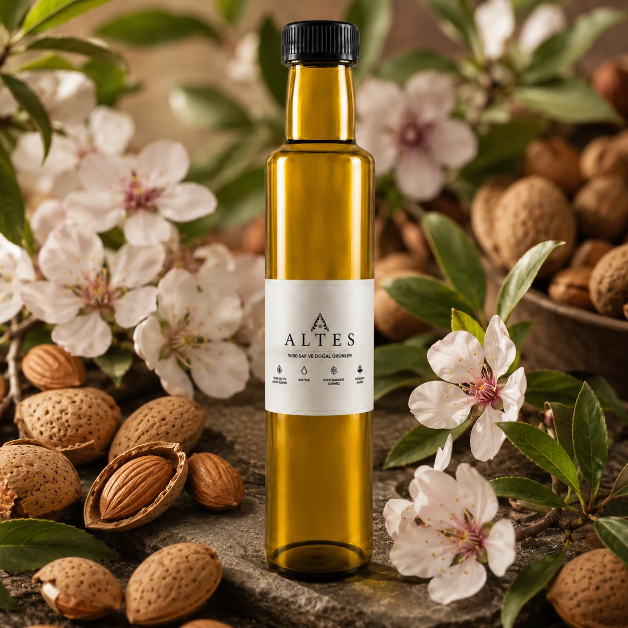 ALTES Tatlı Badem Yağı 250 ml – %100 Saf ve Doğal - bitkisel yakın plan ürün görseli