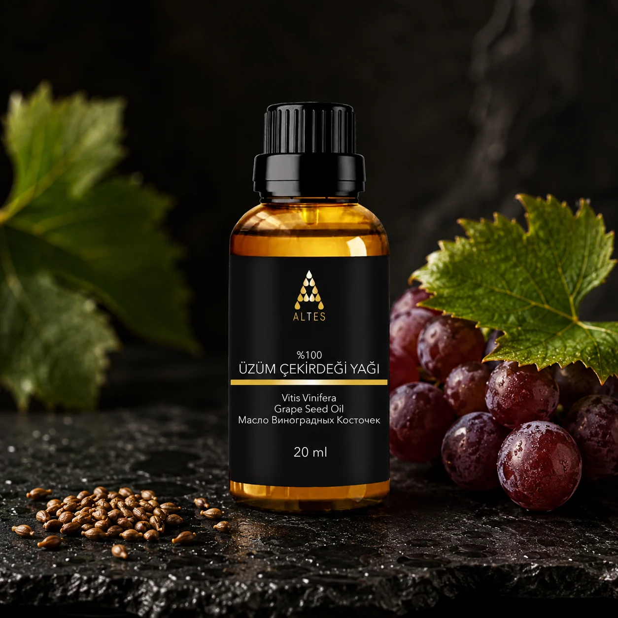 ALTES Üzüm Çekirdeği Yağı 20 ml – %100 Saf ve Doğal - koyu lüks ürün görseli